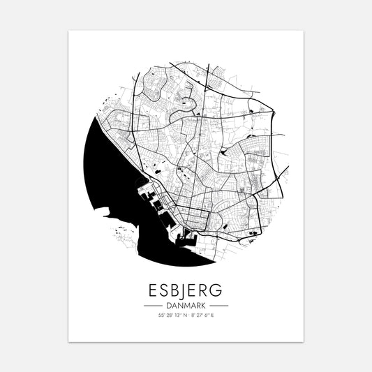 Esbjerg rund kort plakat