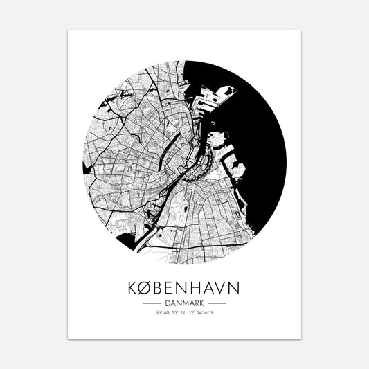 København rund kort plakat