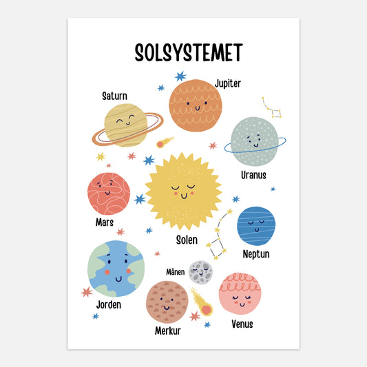 Solsystemet børneplakat