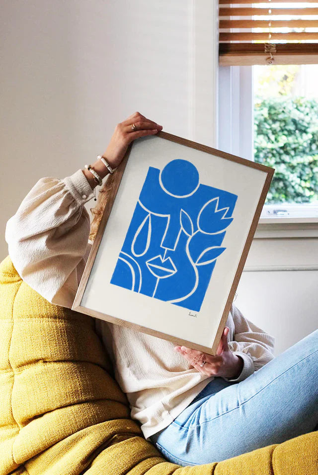 Bleu - Abstrakt kunst plakat i blå